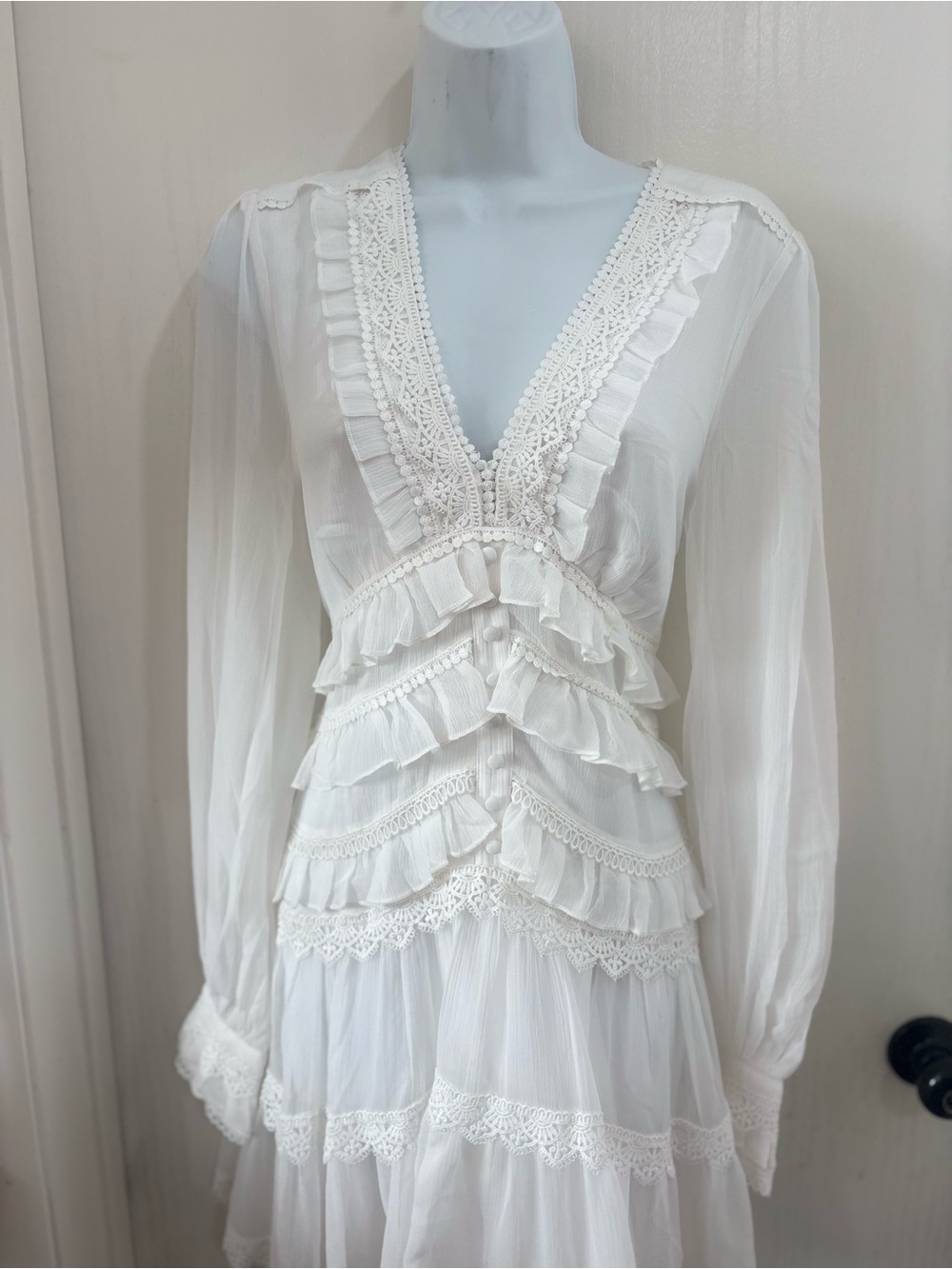 All Saints Lace western Bohemian Wedding mini Dress - Picture 4 of 9